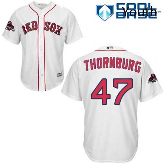Youth Majestic Boston Red Sox 47 Tyler Thornburg Authentic White Home Cool Base 2018 World Series Champions MLB Jersey